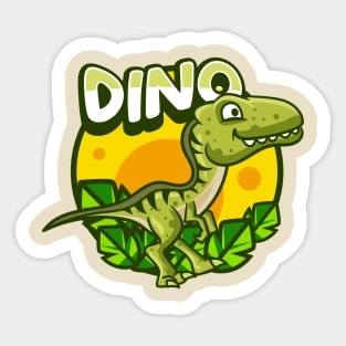 Cute Green Dino Sticker